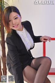 [丽 柜 贵 足] Modell Xiner "Workplace Black Silk OL" Schöne Beine und Jadefüße Foto Bild